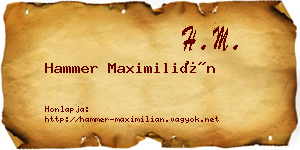Hammer Maximilián névjegykártya
